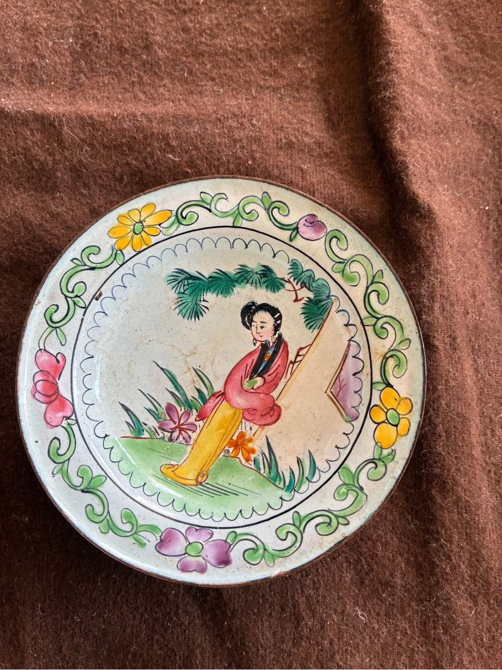 Chinese Canton Painted Enamel Trinket Dish